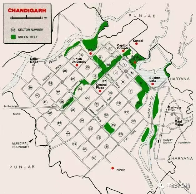 昌迪加尔规划平面图图片