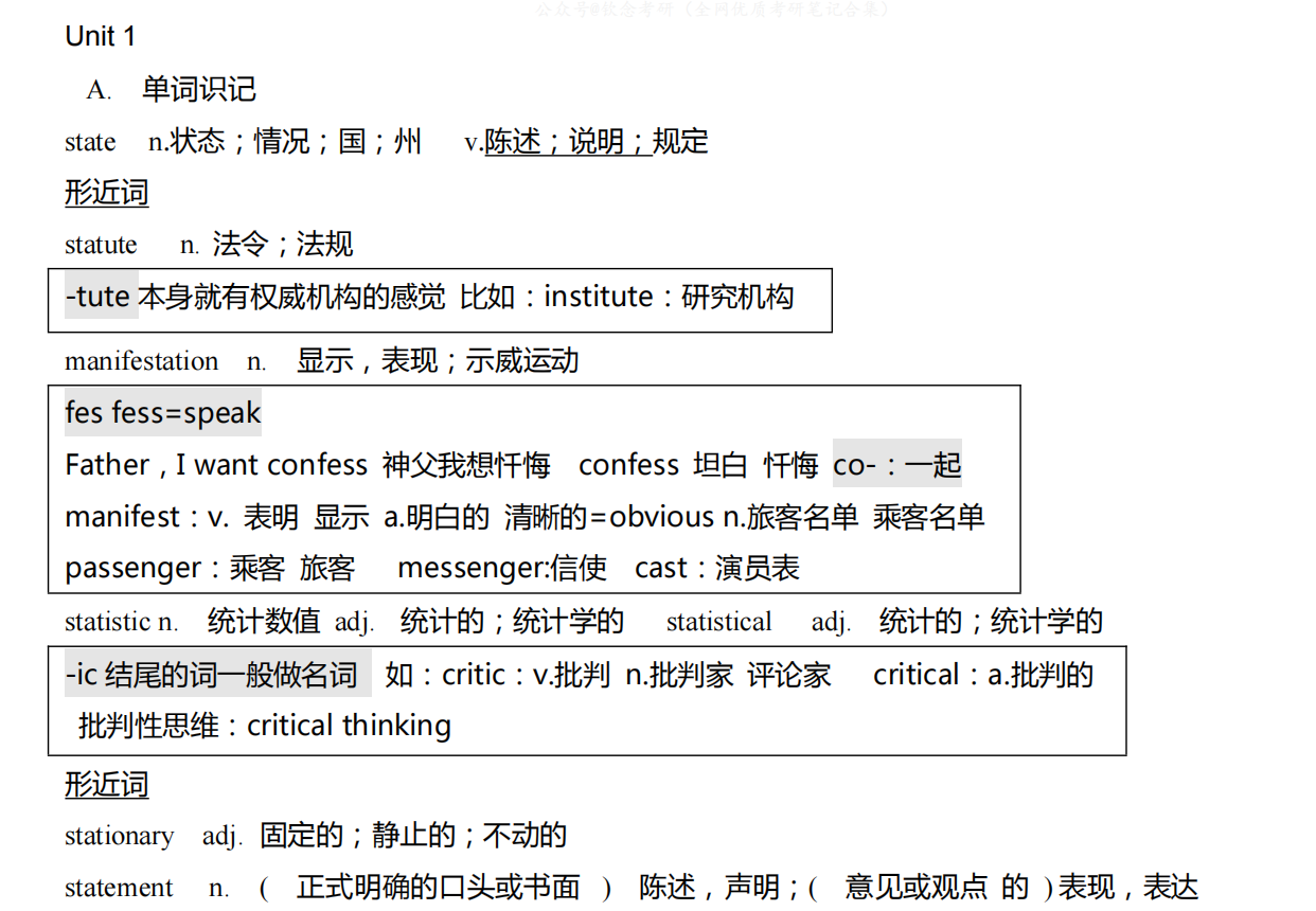 恋练有词词汇笔记思维导图
