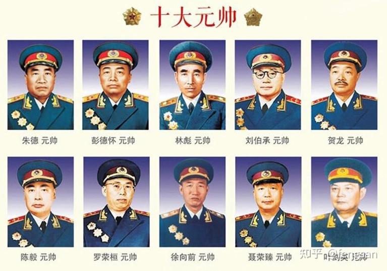 开国十大元帅十大将军排名（级别、能力介绍完整版） - 知乎