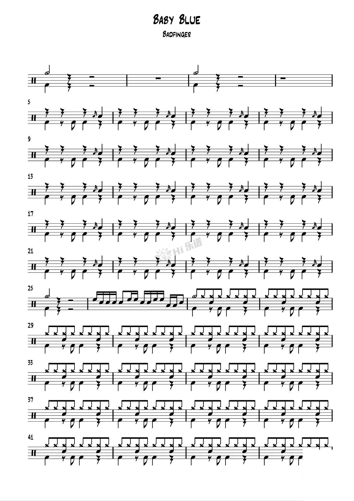 babybluebadfinger架子鼓谱