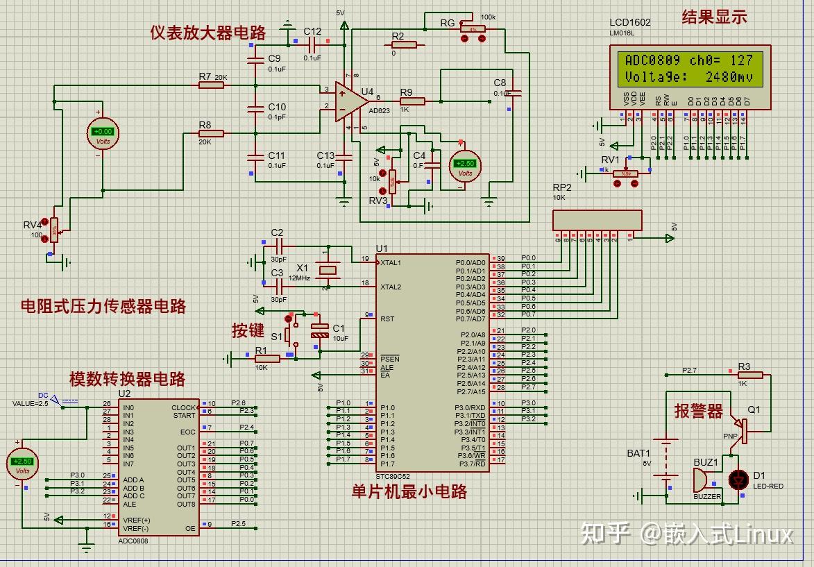 晚上给个朋友在51上调adc0808芯片