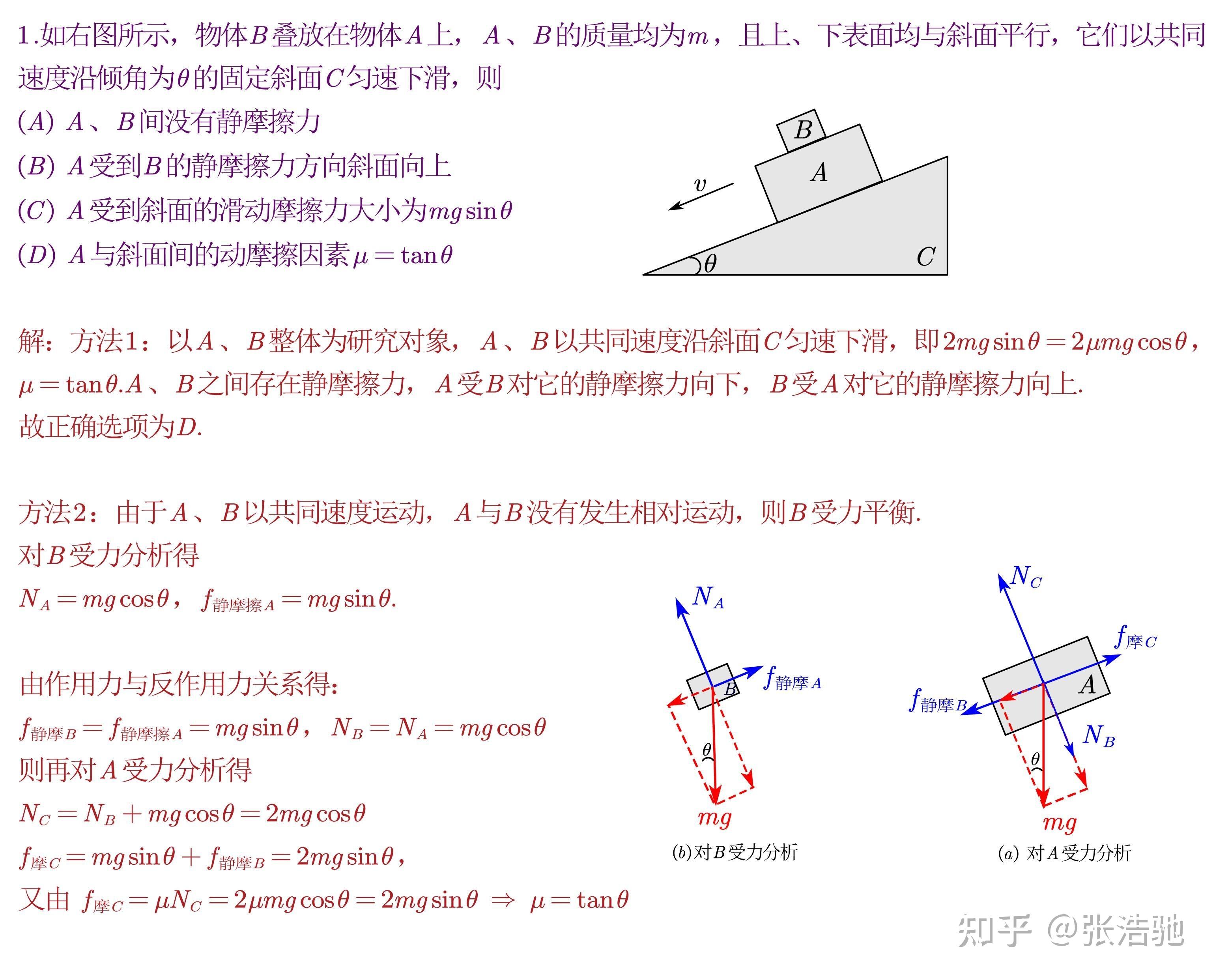 高中物理每日一题18受力分析之判断摩擦力