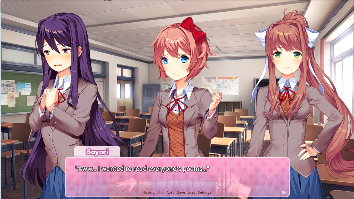 男主因为对文学缺乏了解,话题被带偏到了学妹natsuki写的诗上.