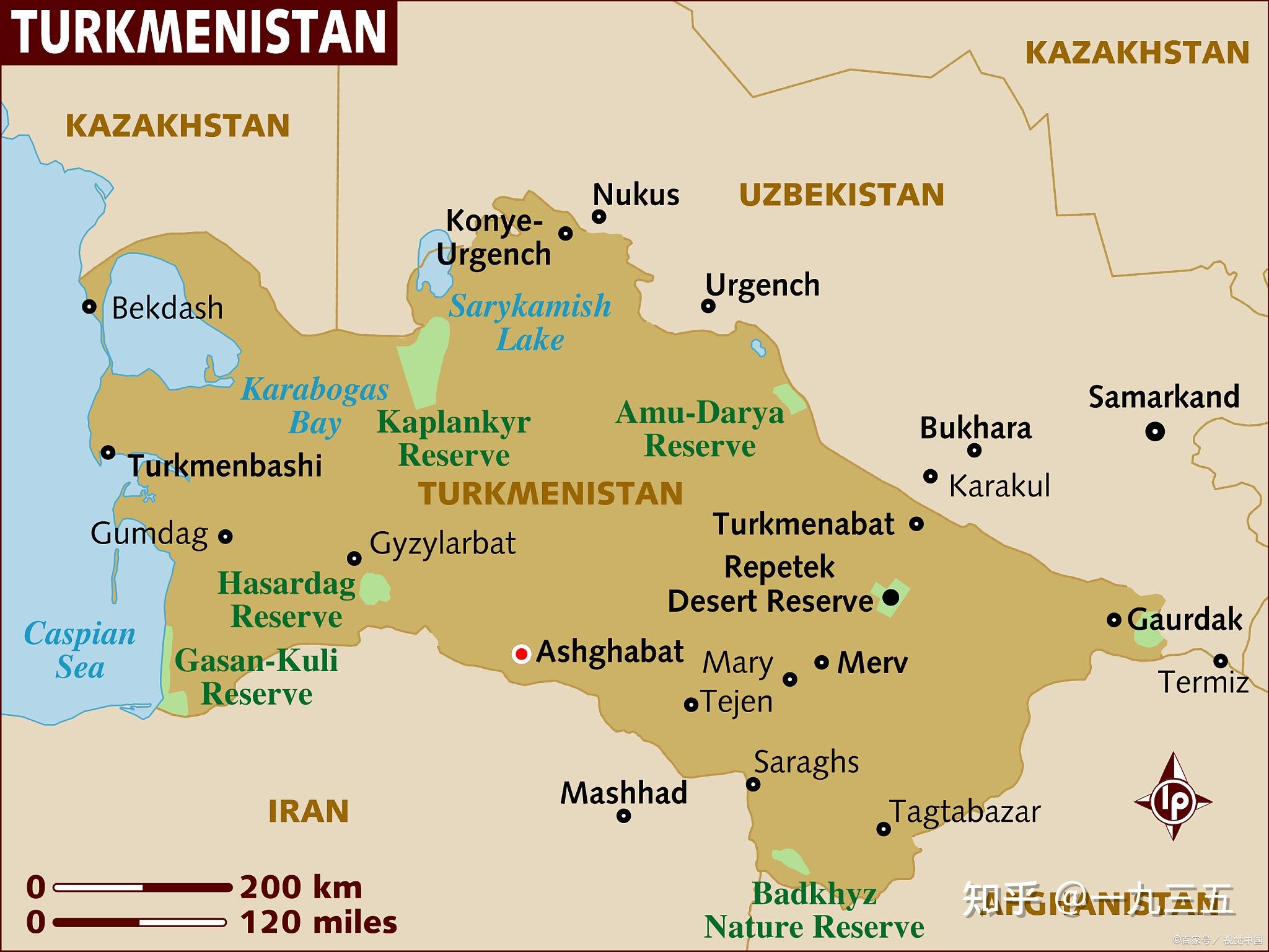 土库曼斯坦地图中文版高清 - 土库曼斯坦地图 - 地理教师网