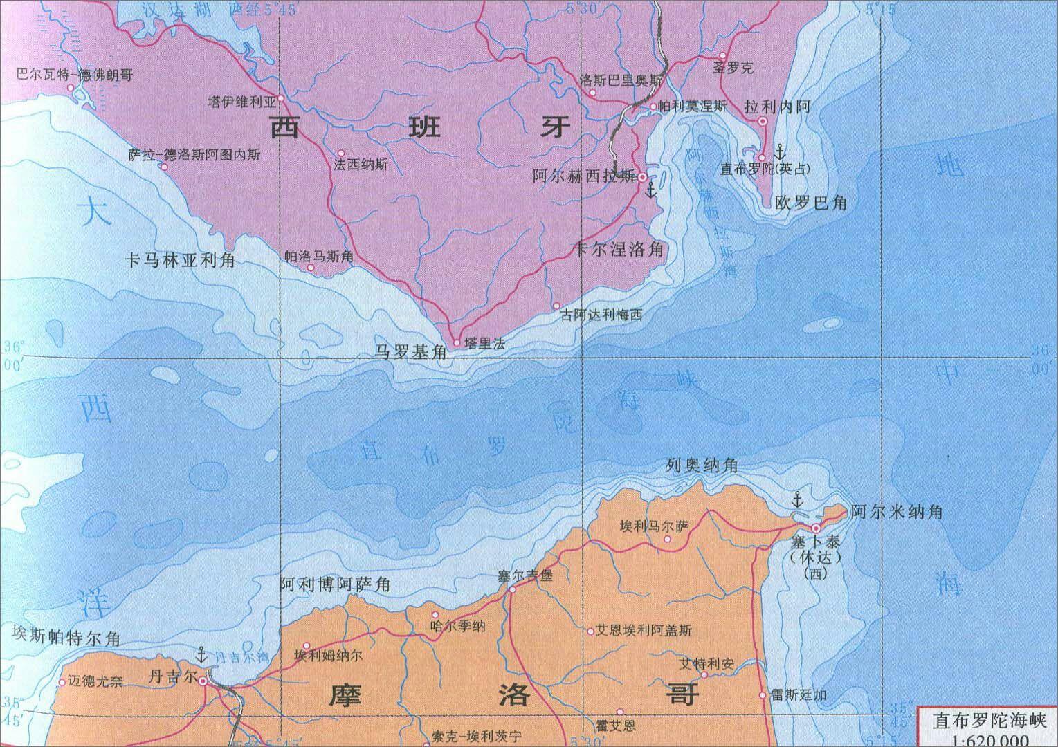 因为地中海盐度高于大西洋,海水在直布罗陀海峡产生密度流,密度高的