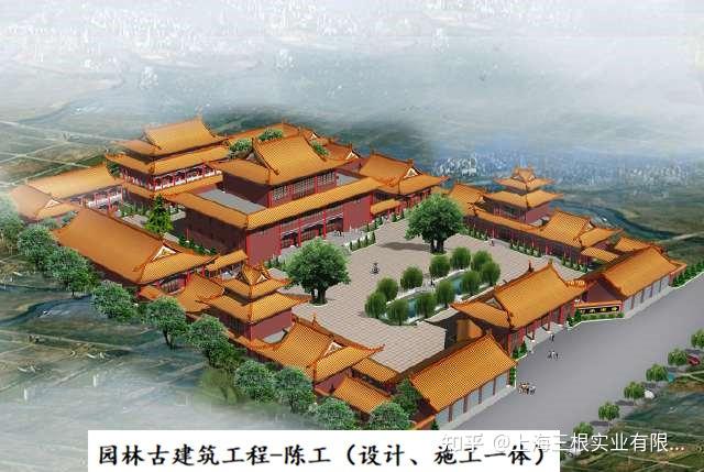 天王殿設計效果圖寺廟仿古長廊免費設計仿唐古建設計施工