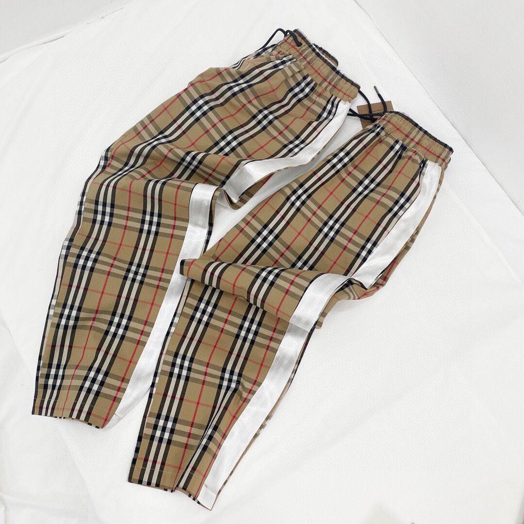 bbr巴宝莉经典格子侧边织带长裤