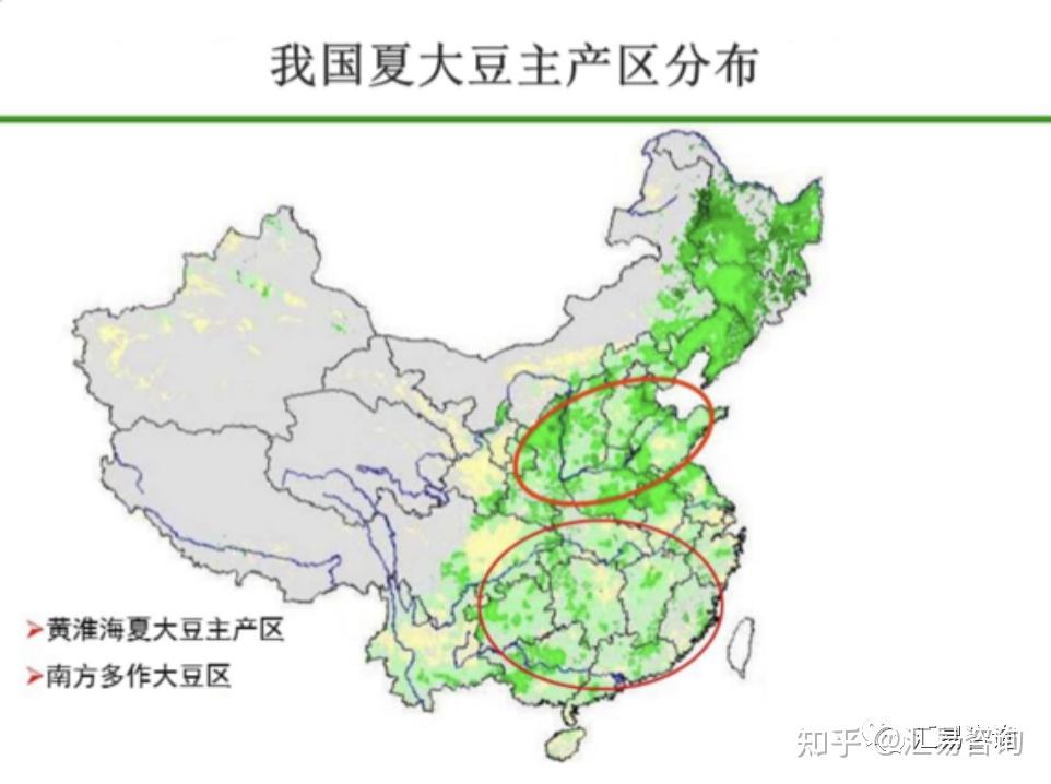 河南夏大豆产区主要位于淮河以北的河南省腹地,以高蛋白品种为主,根据