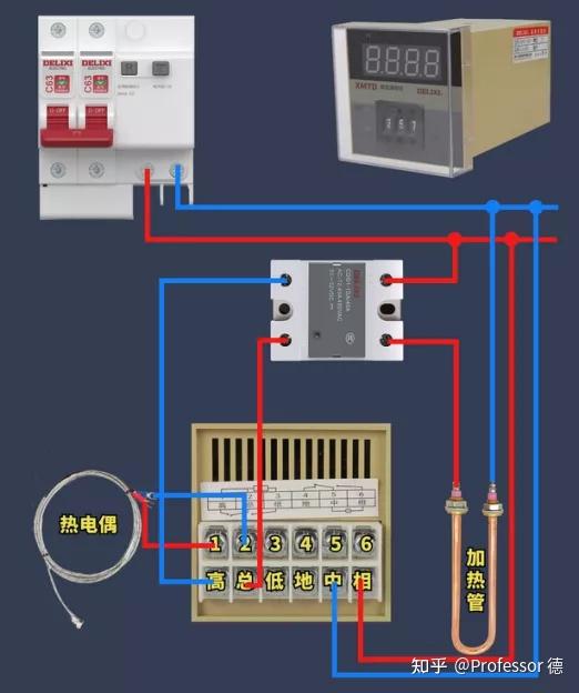 继电器温控器接线图解图片