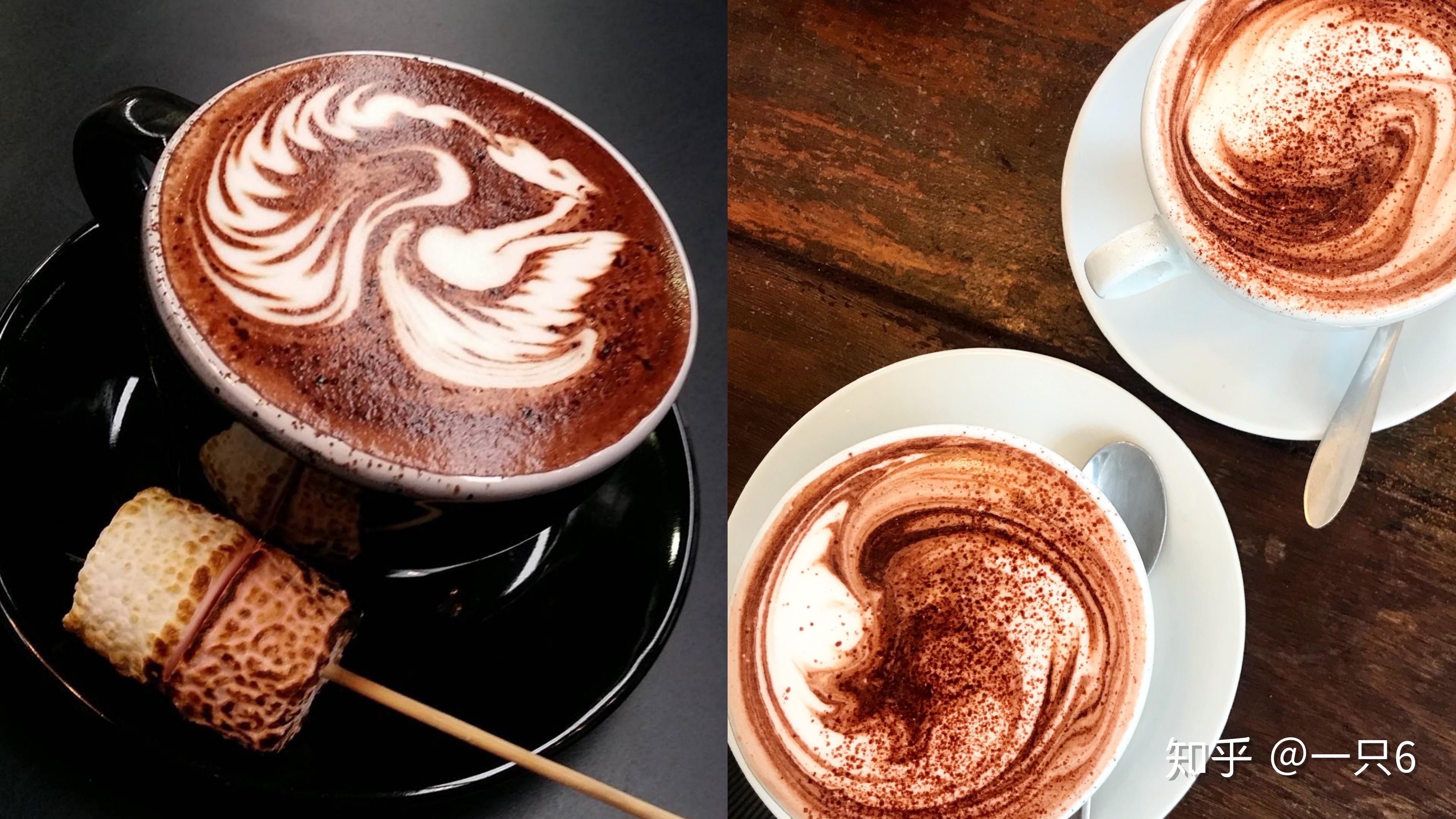 热巧克力没有规定的样子但基本都会和棉花糖一起供应chai latte "奶茶