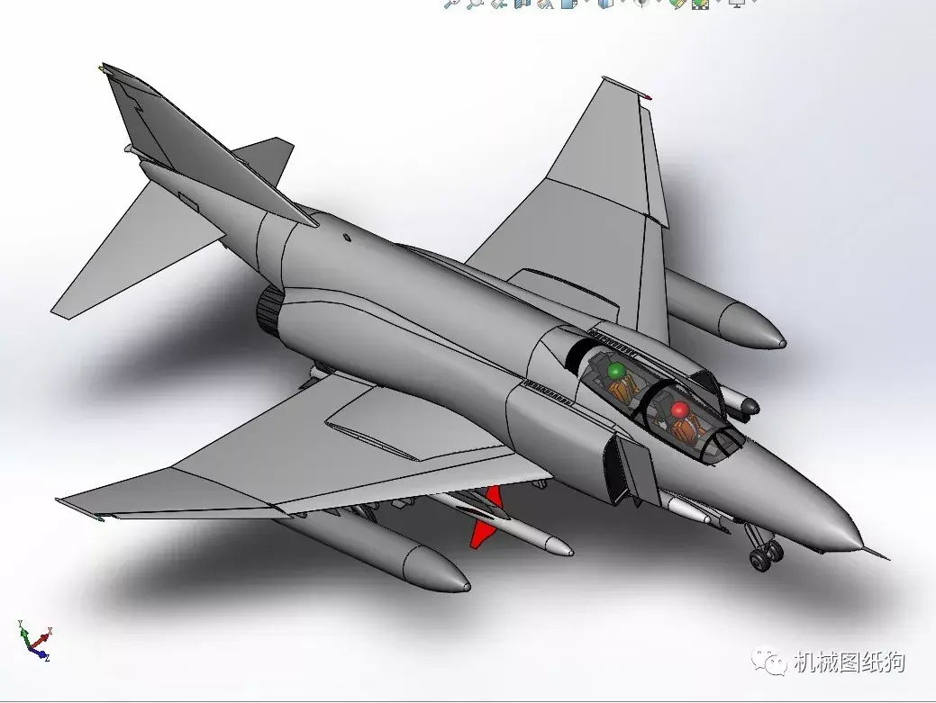 f-4 phantom ii战斗机简易模型图纸solidworks设计