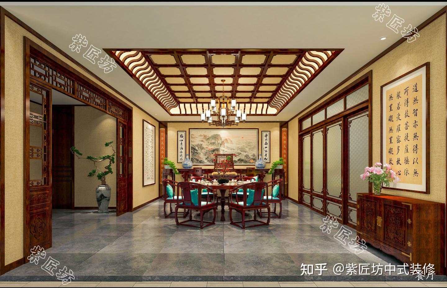 石家庄460㎡别墅装修丨中式别墅大宅,古韵风雅尽显大宅风范 - 知乎