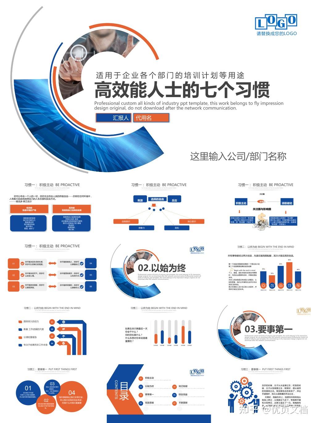 高效能人士的七个习惯PPT模板 - 知乎