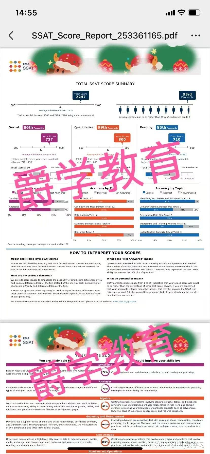 标化考试大满贯！SSAT 2247分、托福112分、小托福首考855分！ - 知乎