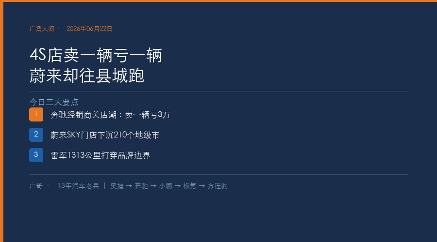 【广角人间】4S店卖一辆亏一辆,蔚来却往县城跑
