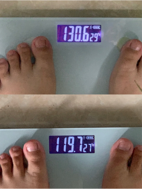 现在我是已经吃了一个月左右了,体重直接从130斤到了120斤!