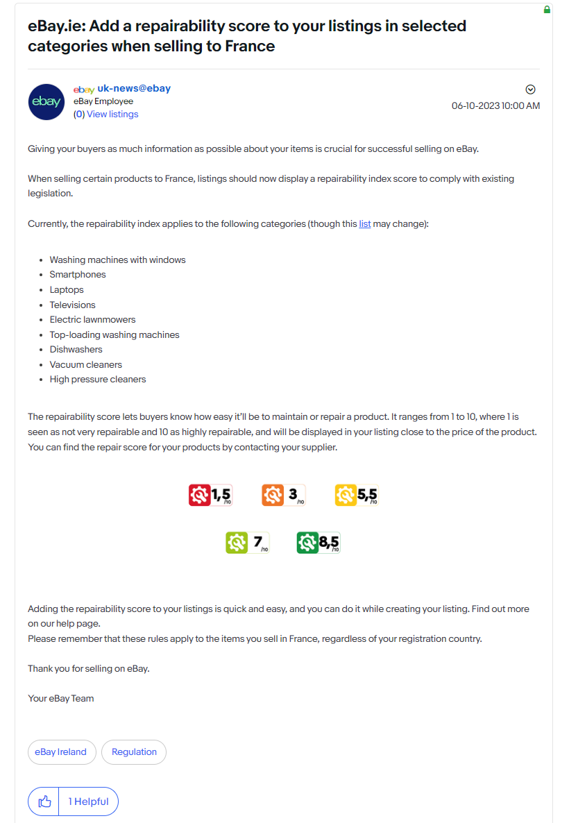 eBay多个站点发布公告提醒卖家遵守法国EPR法规！EPR注册- 知乎