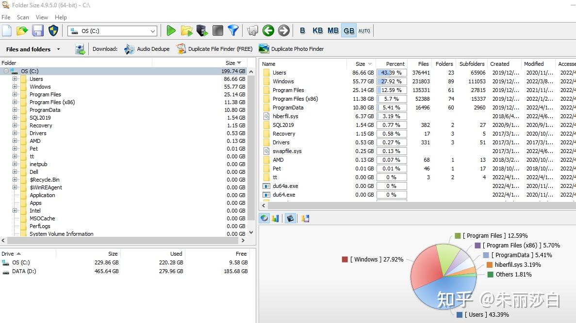 windows上如何显示文件夹的大小？如何最高效清理C盘？ - 知乎