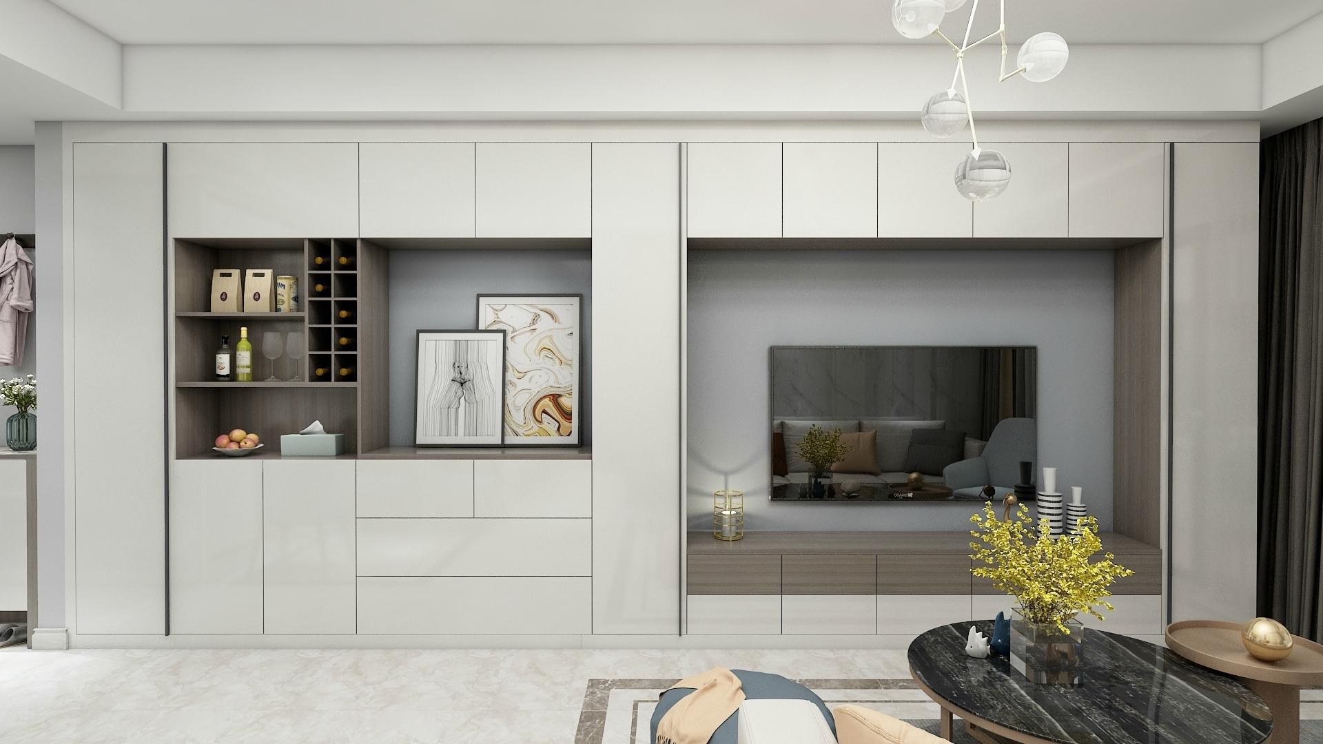 3,整墙式电视柜