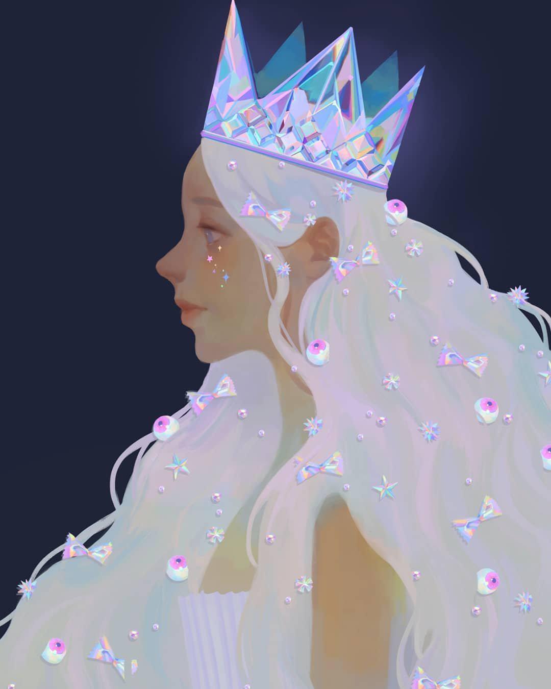 梦幻唯美的镭射风二次元少女插画,在质感上比彩虹更加鲜亮 - 知乎