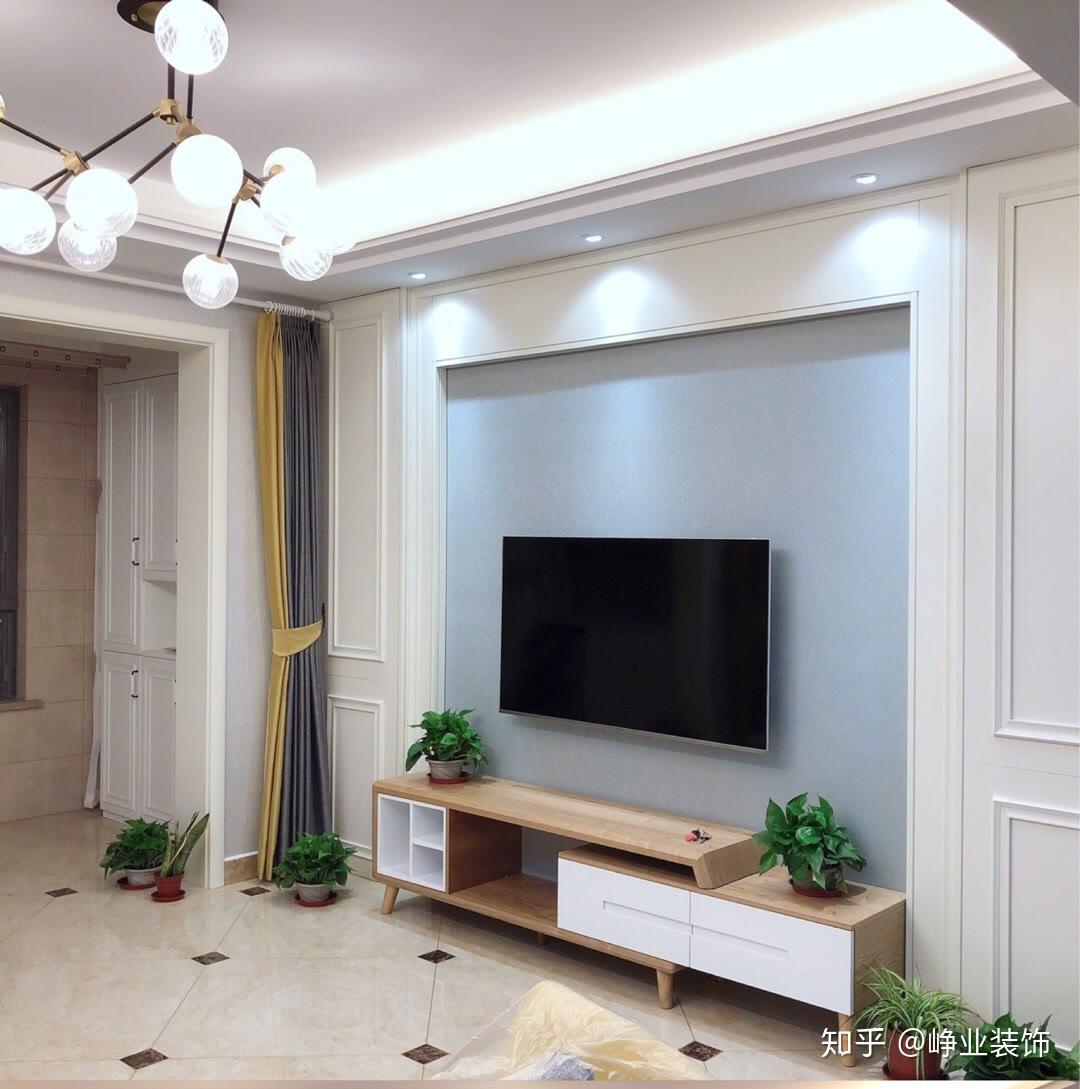 分享一组高颜值省钱又实用的电视背景墙案例|峥业装饰