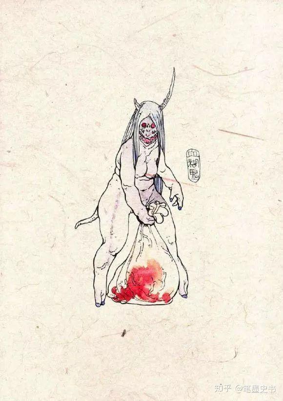 血糊鬼血糊鬼为女性,通常也只有产妇才能看到,此鬼手里提一血红色布袋