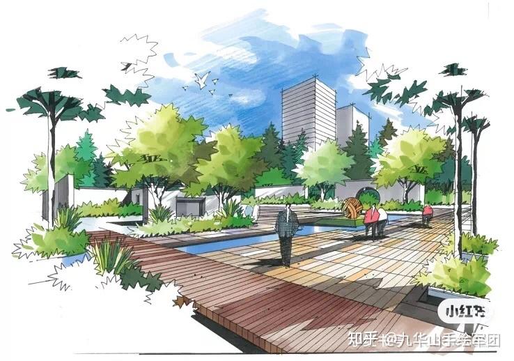 九华山手绘军团景观手绘写生作品