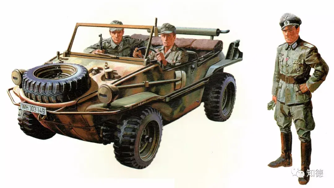与大众甲壳虫同源的二战德军水陆两用吉普阿拉蕾坐的这辆车是