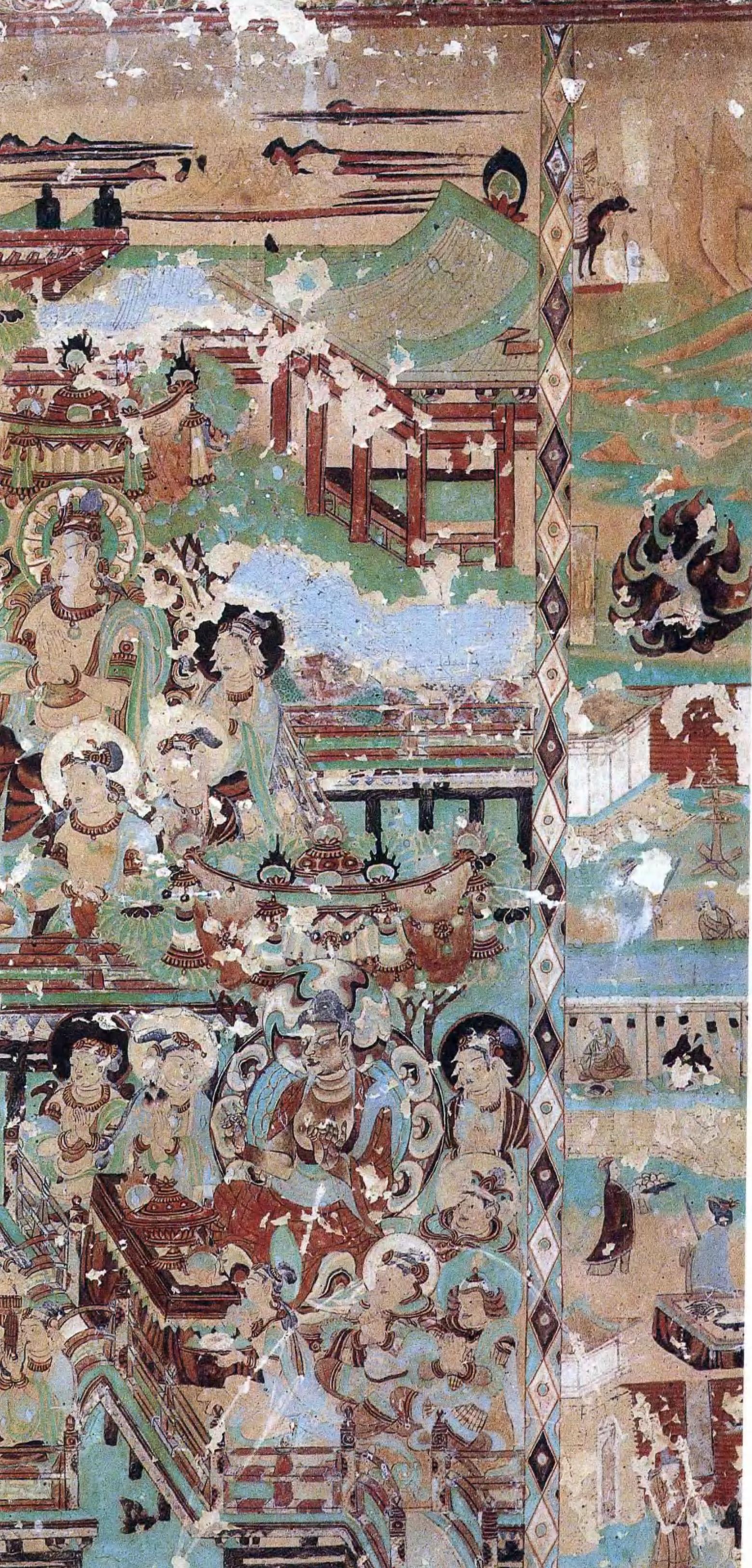 中唐-敦煌莫高窟154窟南壁东(左)上-药师经变【3980x3332 超大图】