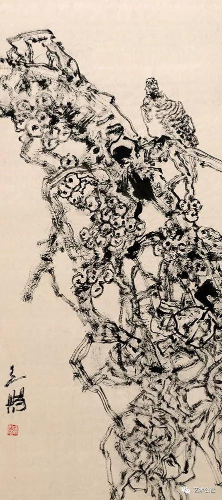 线的力量谢天赐焦墨花鸟艺术