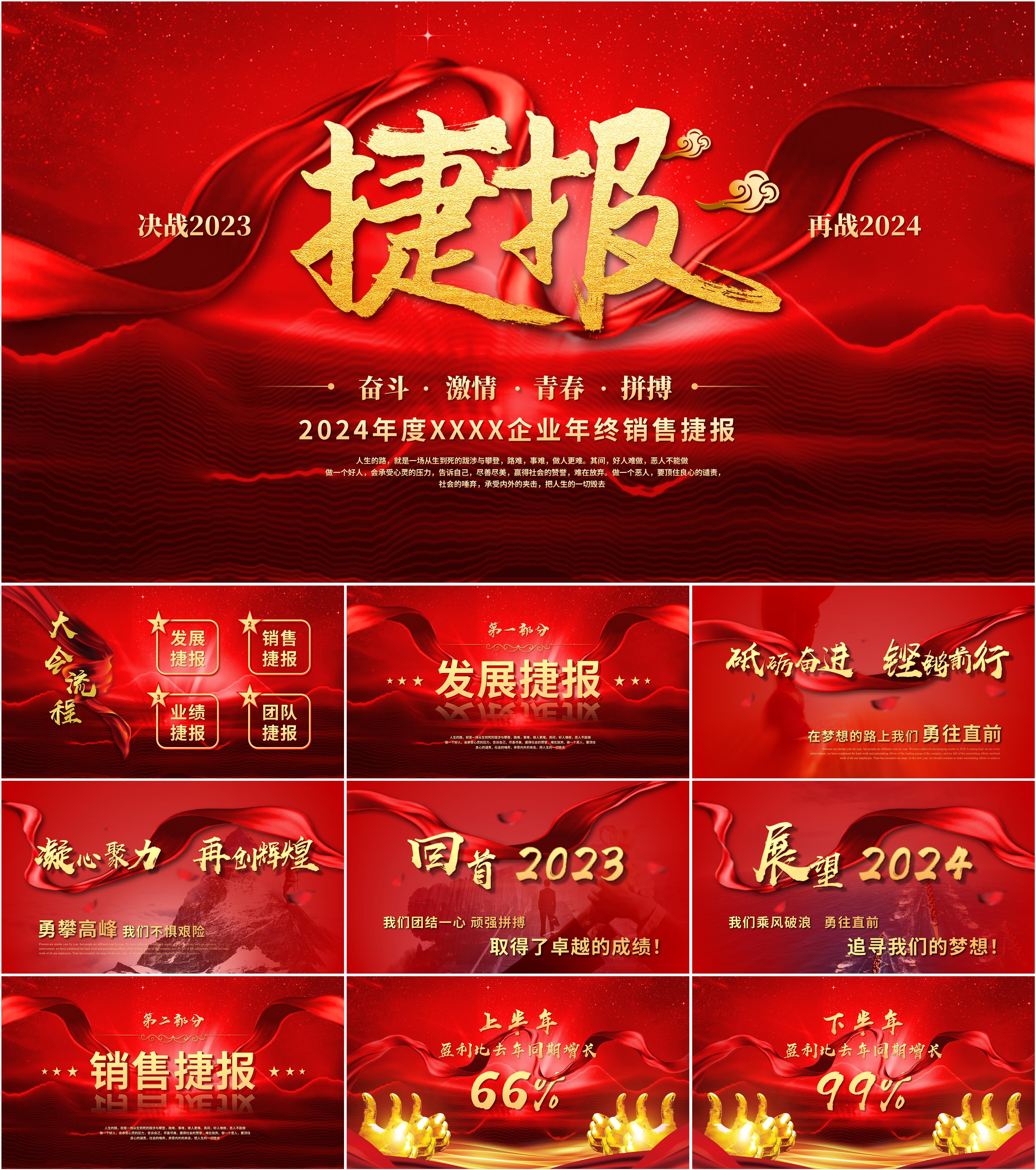 最新27套高质量销售喜报销售战报销售军令状ppt模板