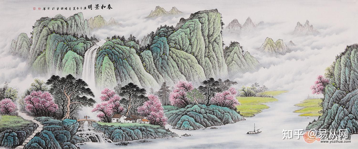 李国胜新品力作八尺横幅青绿山水画《春和景明》李国胜老师这幅《春和