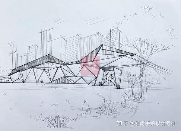 《二十二点-聊考研》| 环境艺术设计考研手绘-《景观长廊》设计