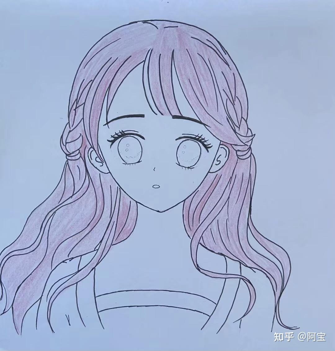 彩铅画可爱小姐姐