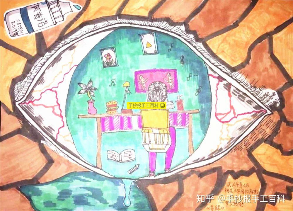 爱眼护眼儿童画一二三等奖作品横构图