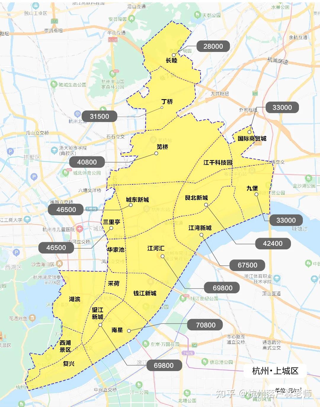 2021年杭州最新区划板块限价地图出炉最便宜12000元㎡