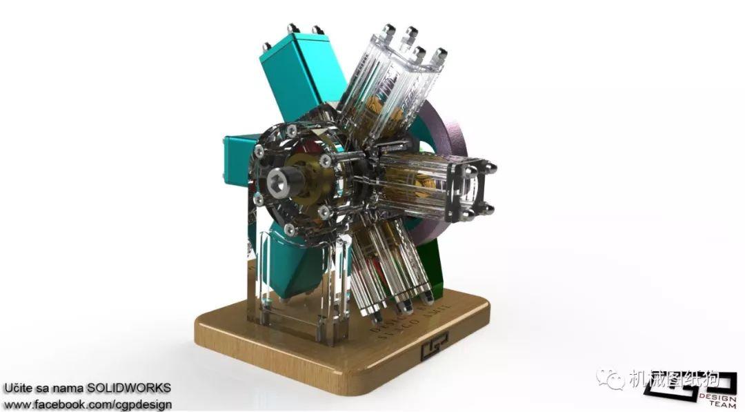 发动机电机svago气动6缸星形发动机模型3d图纸solidworks设计