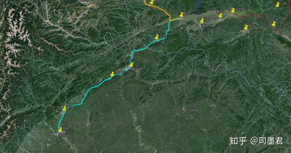 图中蓝线为金牛道