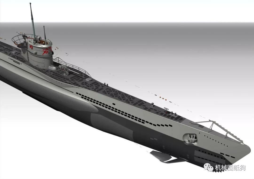 海洋船舶u552号潜艇简易模型3d图纸stpigs格式