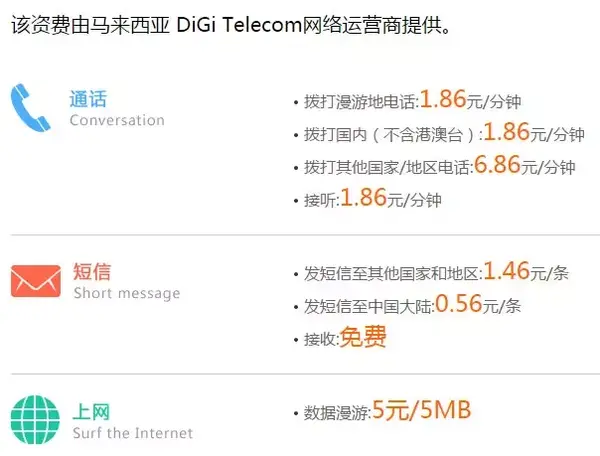 马来西亚短信多少钱一条