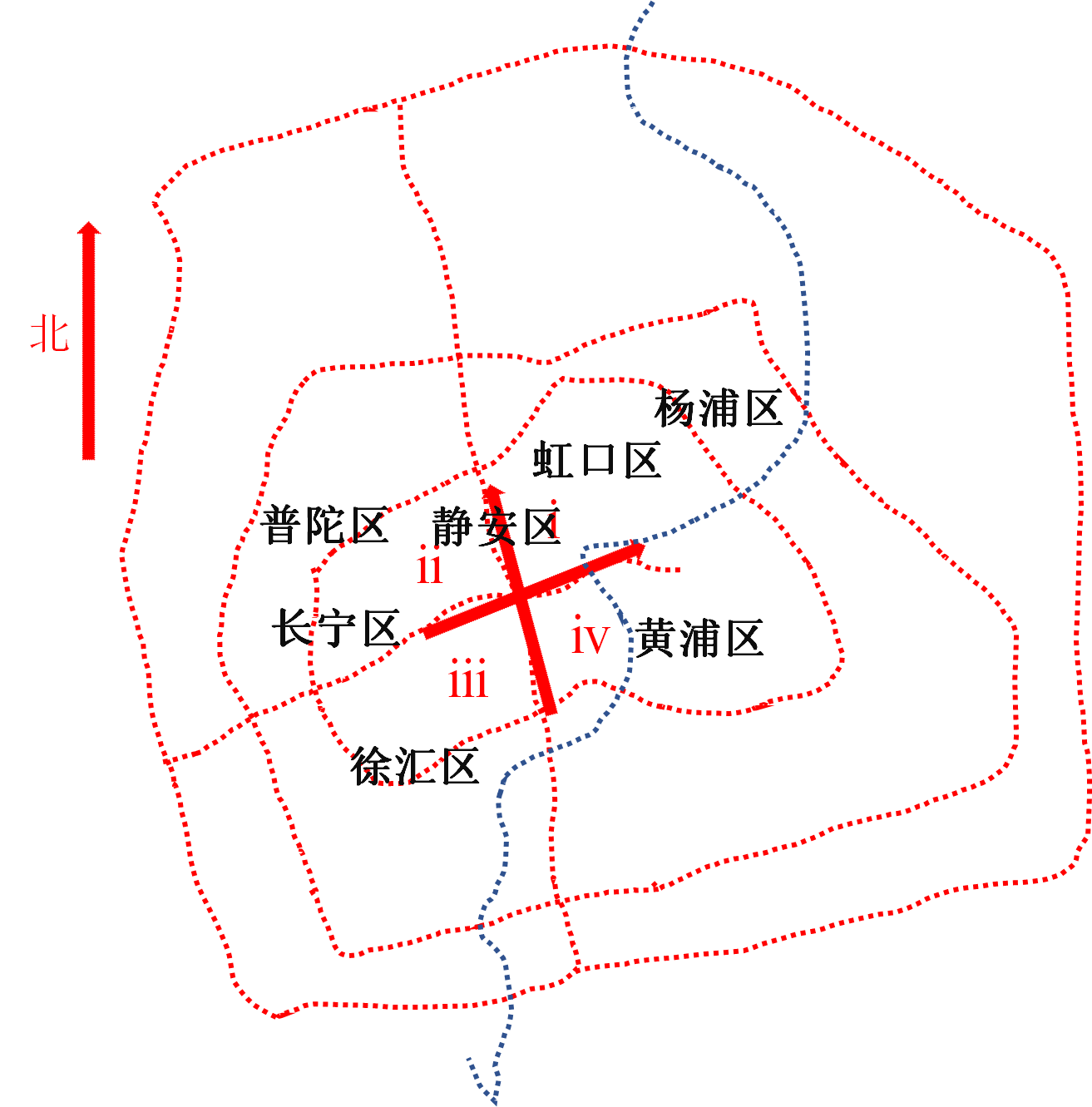 上海市区地理位置以市区高架为参考