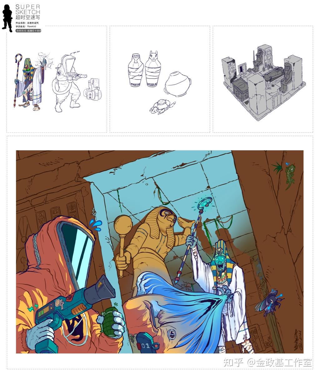 《法老的诅咒》命题创作,角色,场景设计思路分享.