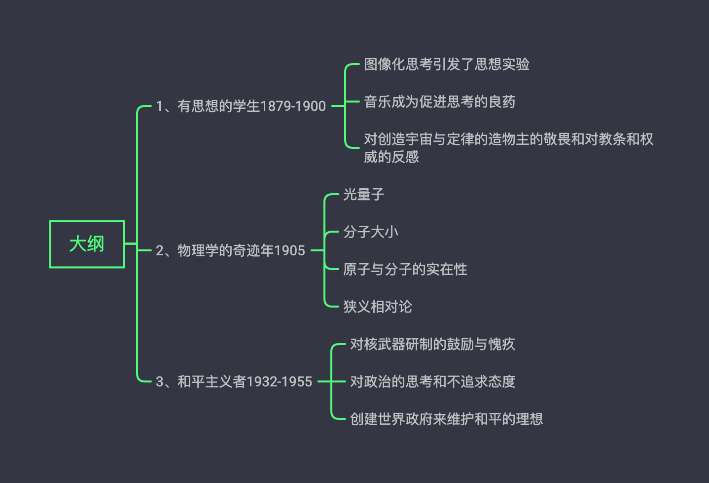 思维导图爱因斯坦传一张图看完爱因斯坦传奇的一生