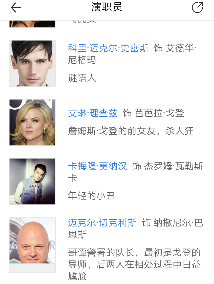 为什么哥谭的百度百科演员表里没有杰罗姆卡梅隆莫纳汉