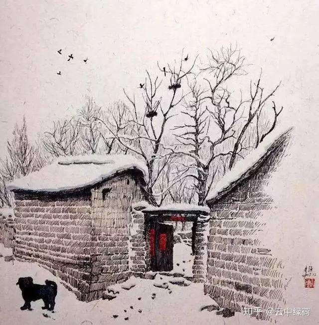 钢笔画古村暖暖的深情浓浓的乡愁