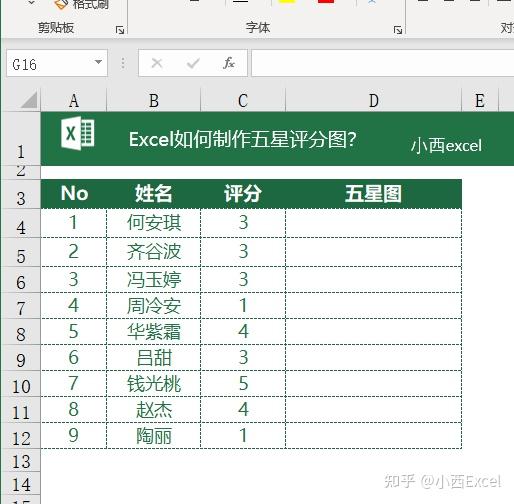 简单几步,快速搞定Excel五星评分图 - 知乎