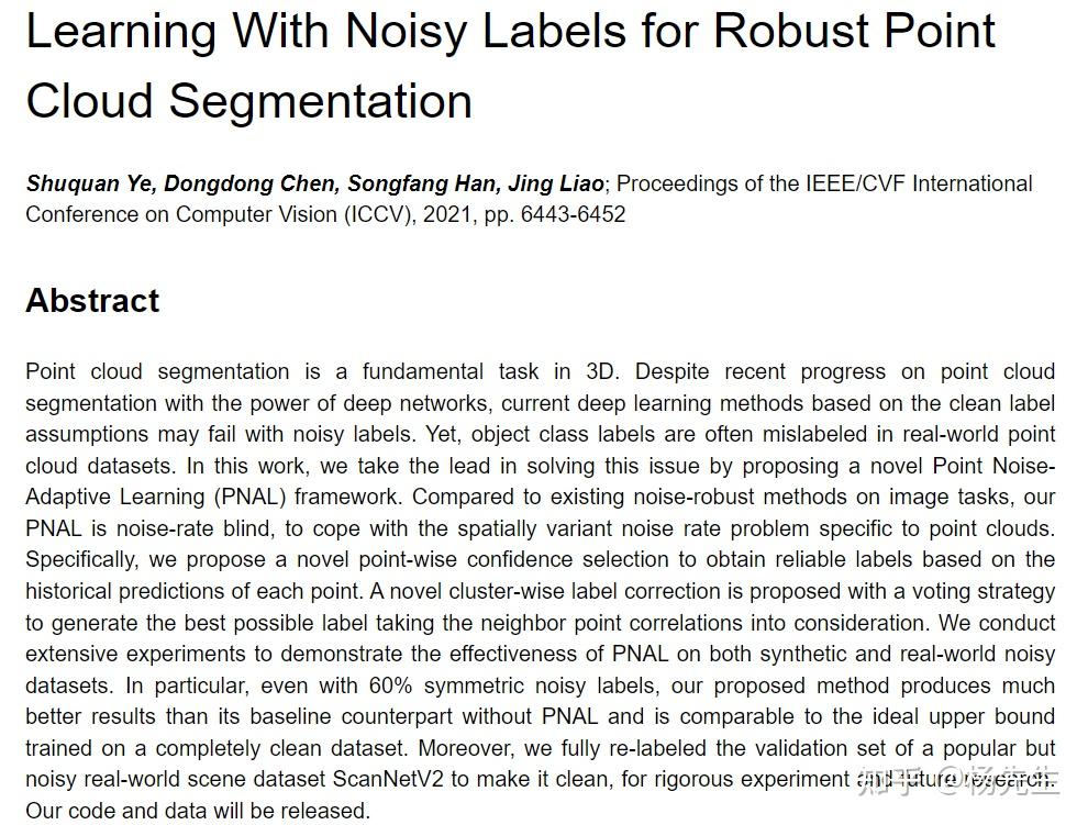 ICCV2021(oral) Learning With Noisy Labels for Robust Point Cloud ...