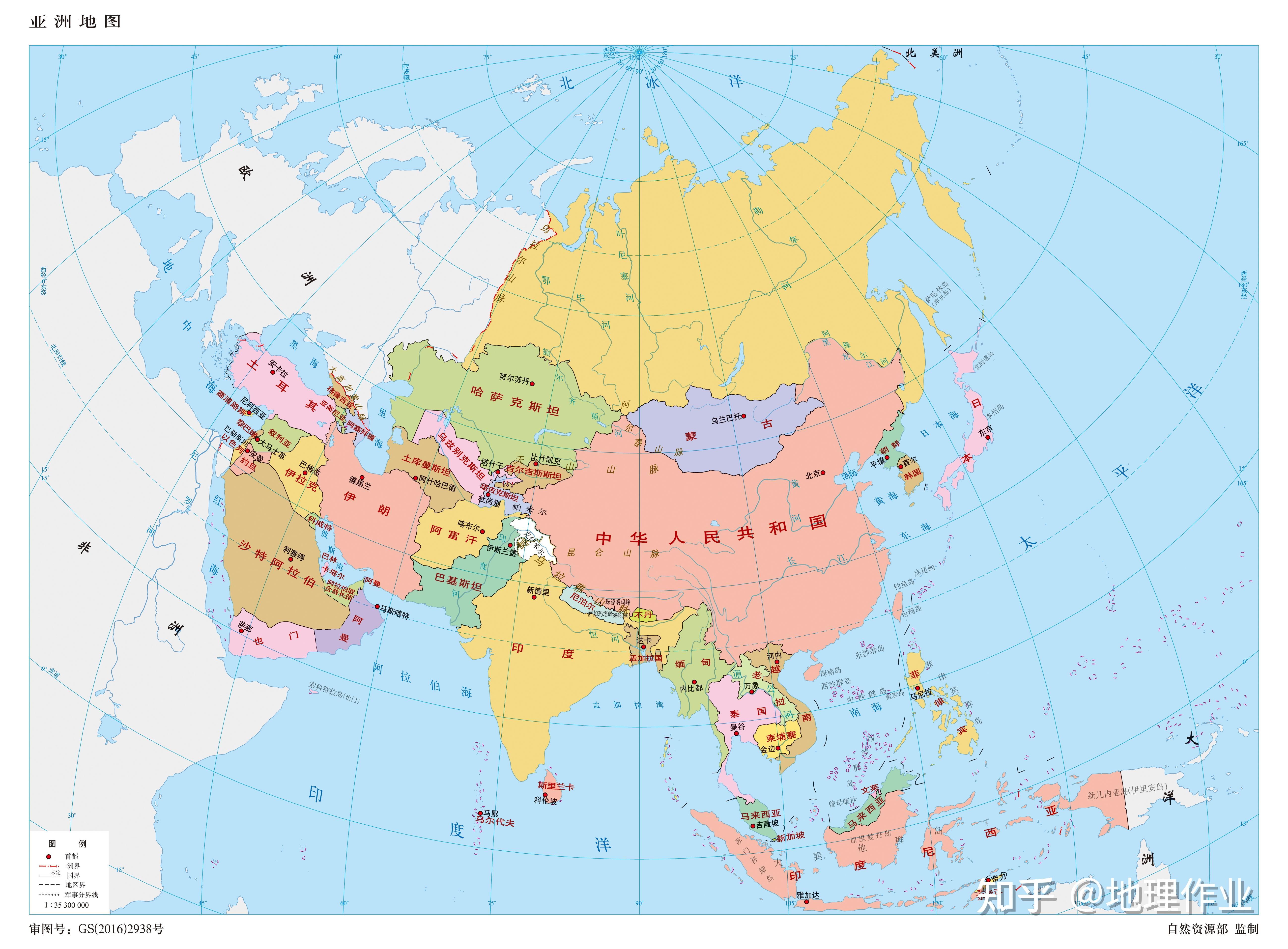 亚洲区域划分地图图片