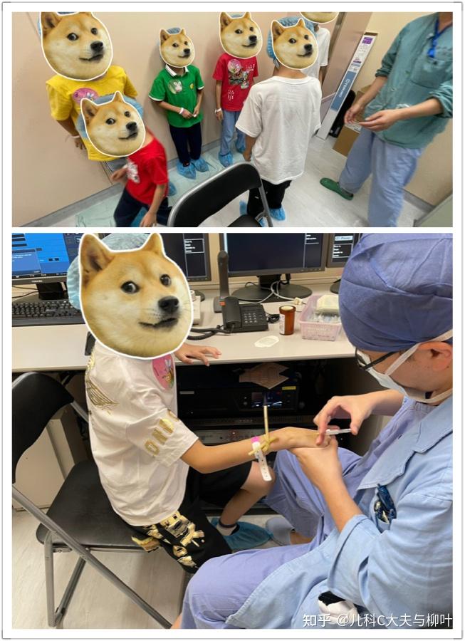 手术过程很顺利,基本过程是,小朋友嬉嬉笑笑,排排队,手上打个针就挨个