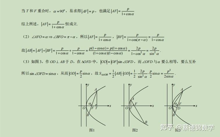 焦点弦公式③④圆锥曲线中三角形的面积公式③⑤圆锥曲线中的等腰直角